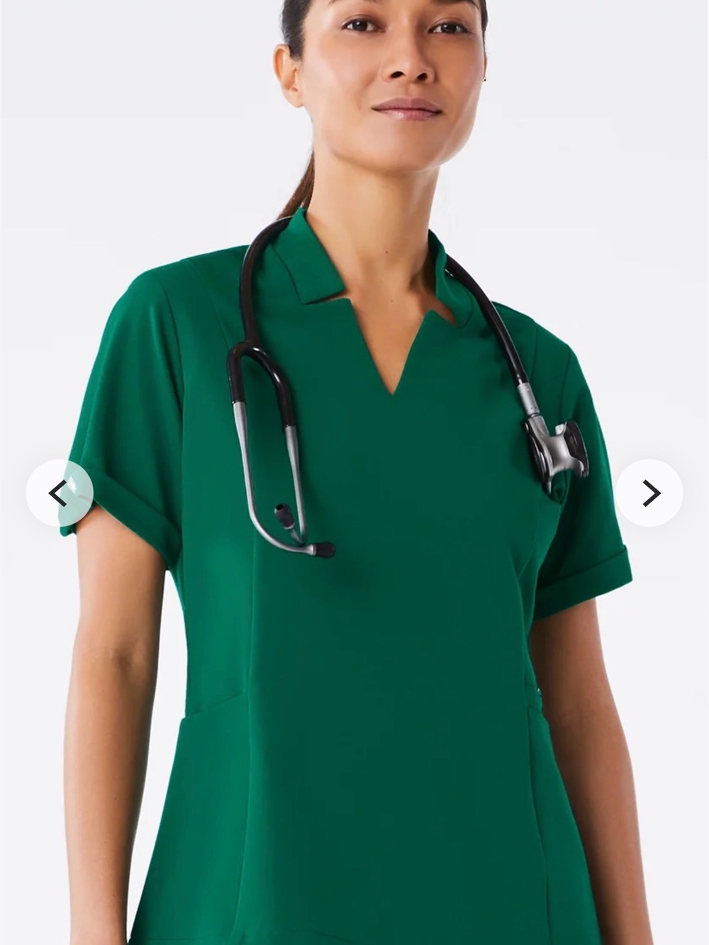 Classic V-Neck Medical Scrub Top - BLACK SLIM FIT - Green just to show style!